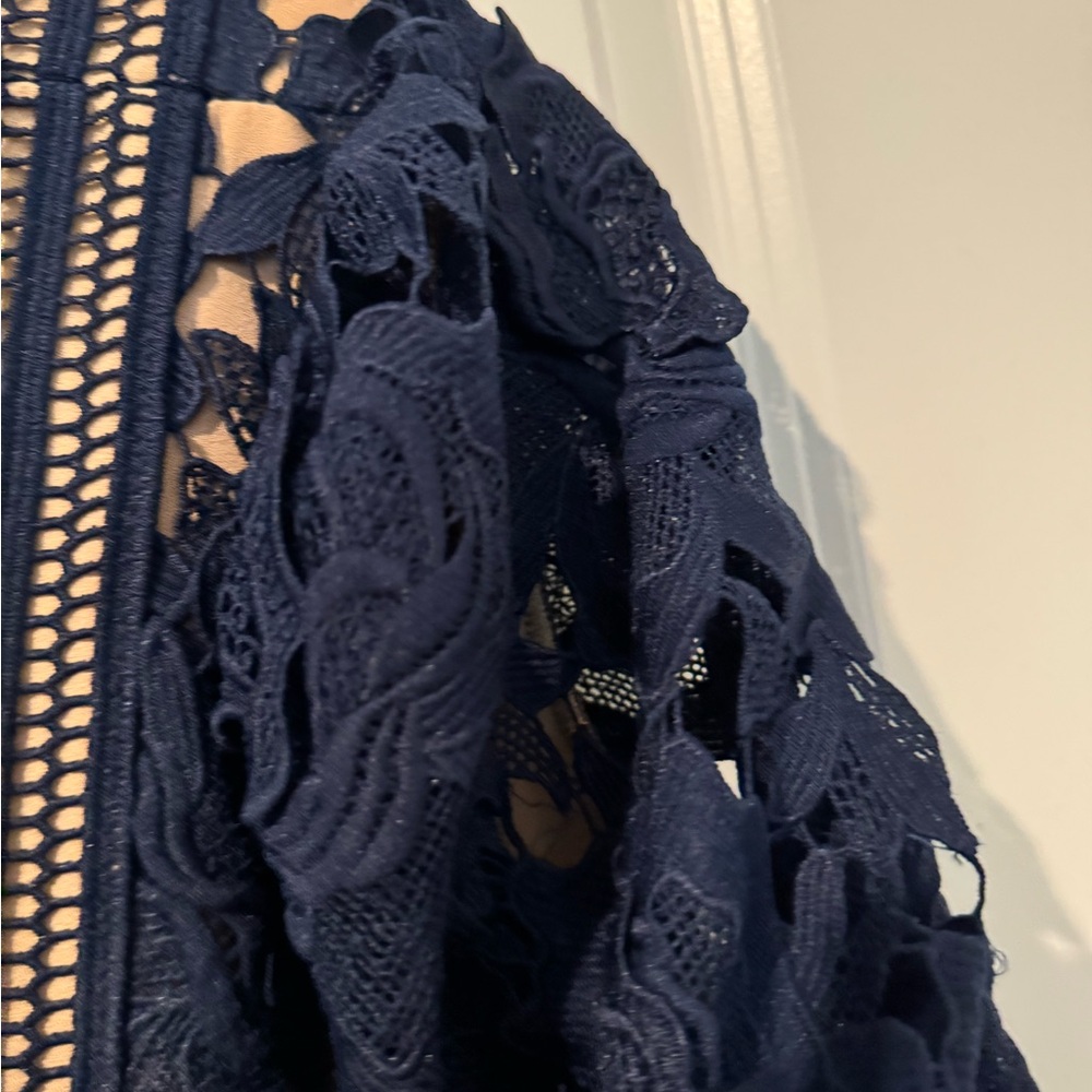 Adelyn Rae Navy Floral Lace Mini Dress - Picture 12 of 16